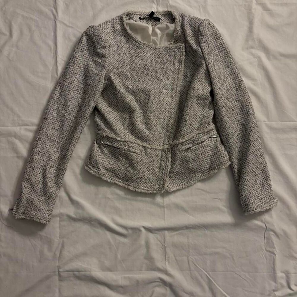 White-house-black-market Women's Grey and White Jacket